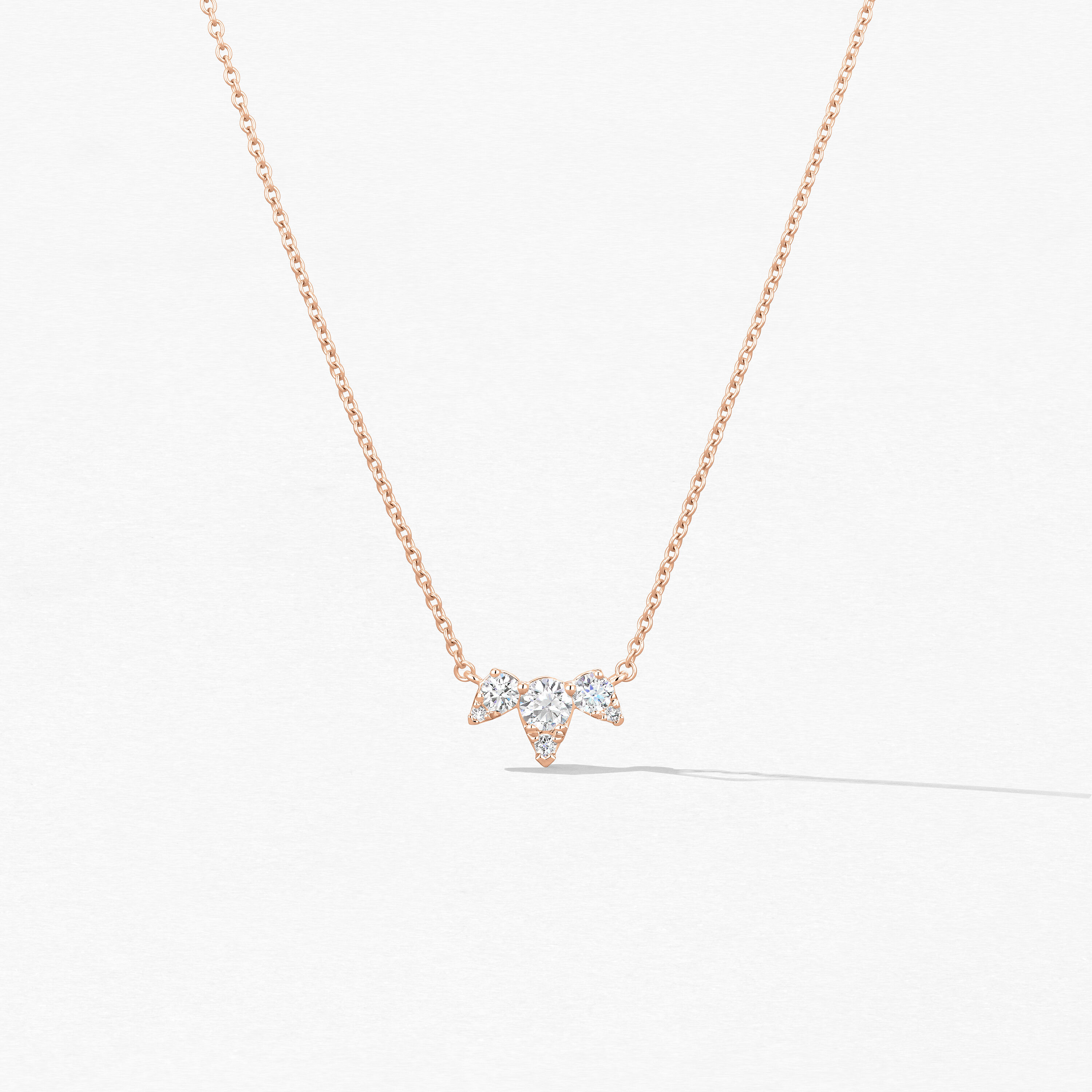 Aerial Triple Diamond Necklace, 18K Rose Gold, large