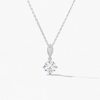 Aerial Petite Drop Pendant, 18K White Gold, large