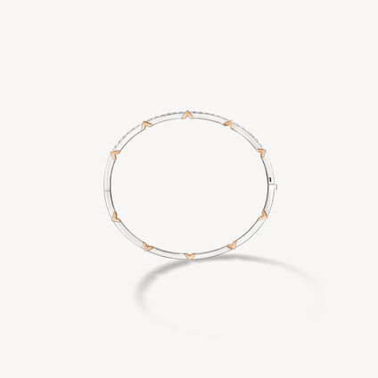 Copley Half Pav&eacute; Diamond Bangle, 18K White gold and Rose gold, large