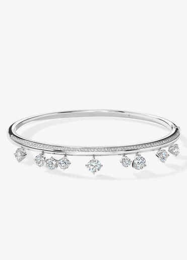 Barre Floating Diamond Pavé Bangle, 18K White Gold Barre Floating Diamond Pavé Bangle, 18K White Gold, large