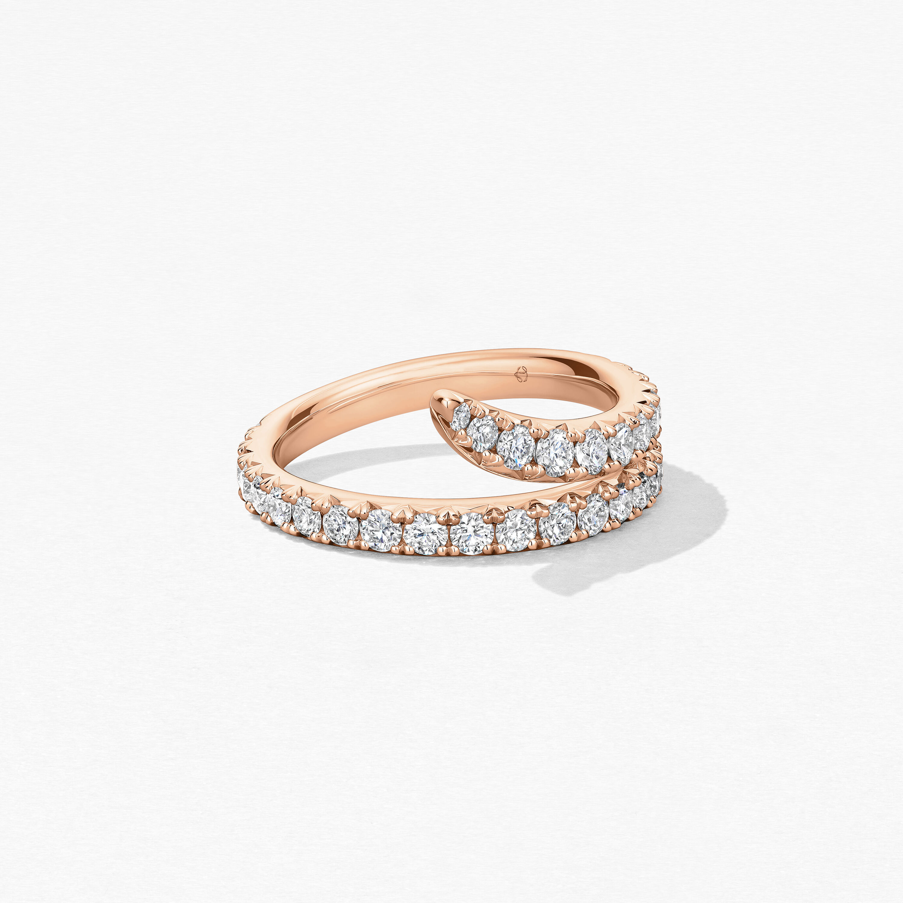Vela Double Row Pav&eacute; Ring, 18K Rose Gold, large