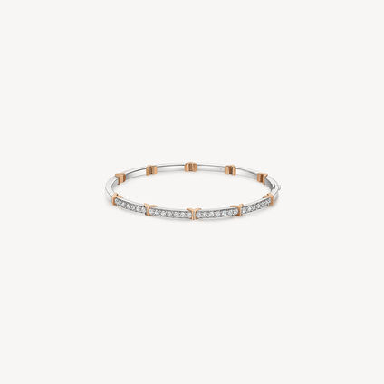 Copley Half Pav&eacute; Diamond Bangle, 18K White gold and Rose gold, large