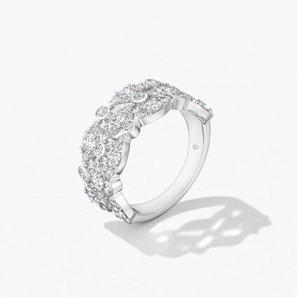 HOF Bezel Regal Triple Ring, 18K White Gold, large