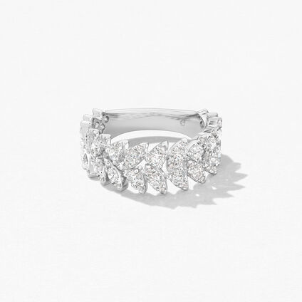 AERIAL Double Dewdrop Ring, 18K White Gold, large