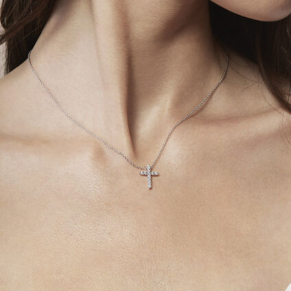 Signature Cross Pendant - Medium, 18K White Gold Signature Cross Pendant - Medium, 18K White Gold, large