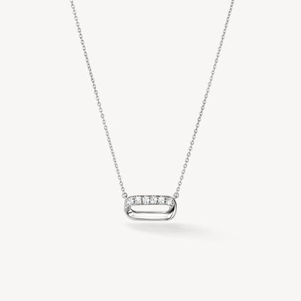 INSIDE/OUT Diamond Mini Link Pendant Necklace, 18K White Gold INSIDE/OUT Diamond Mini Link Pendant Necklace, 18K White Gold, large