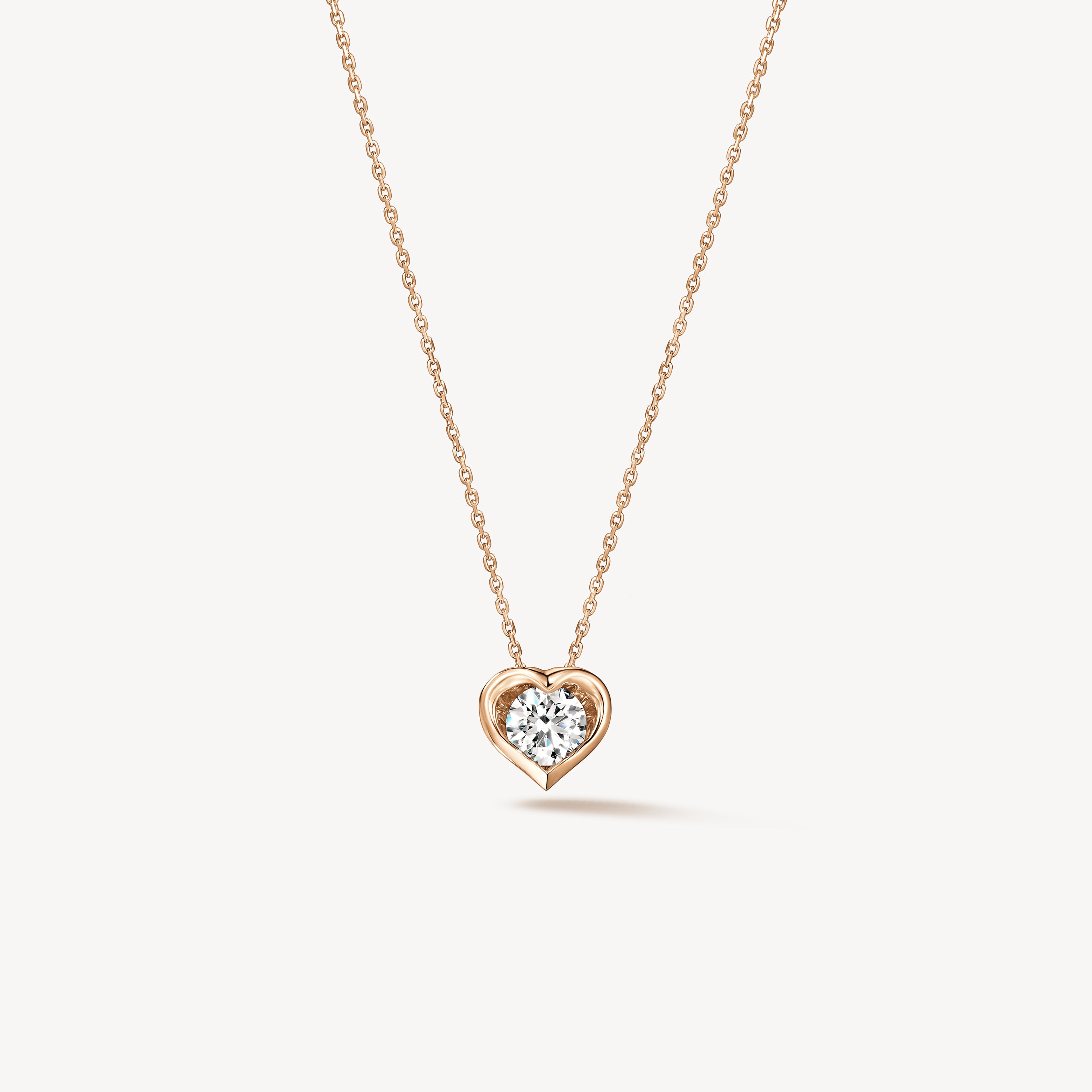 Whimsical Heart Single Diamond Pendant Necklace, 18K Rose Gold, large