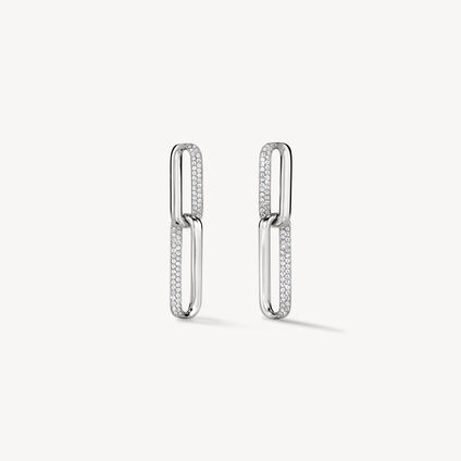 INSIDE/OUT Diamond Link Earrings, Small, 18K White Gold, large