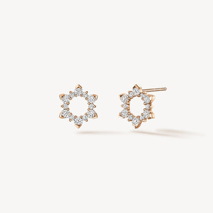 Aerial Open Sunburst Earrings - Small, 18K Rose Gold, large