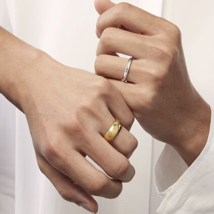 Half Round Comfort Fit Band, 18K White Gold, large