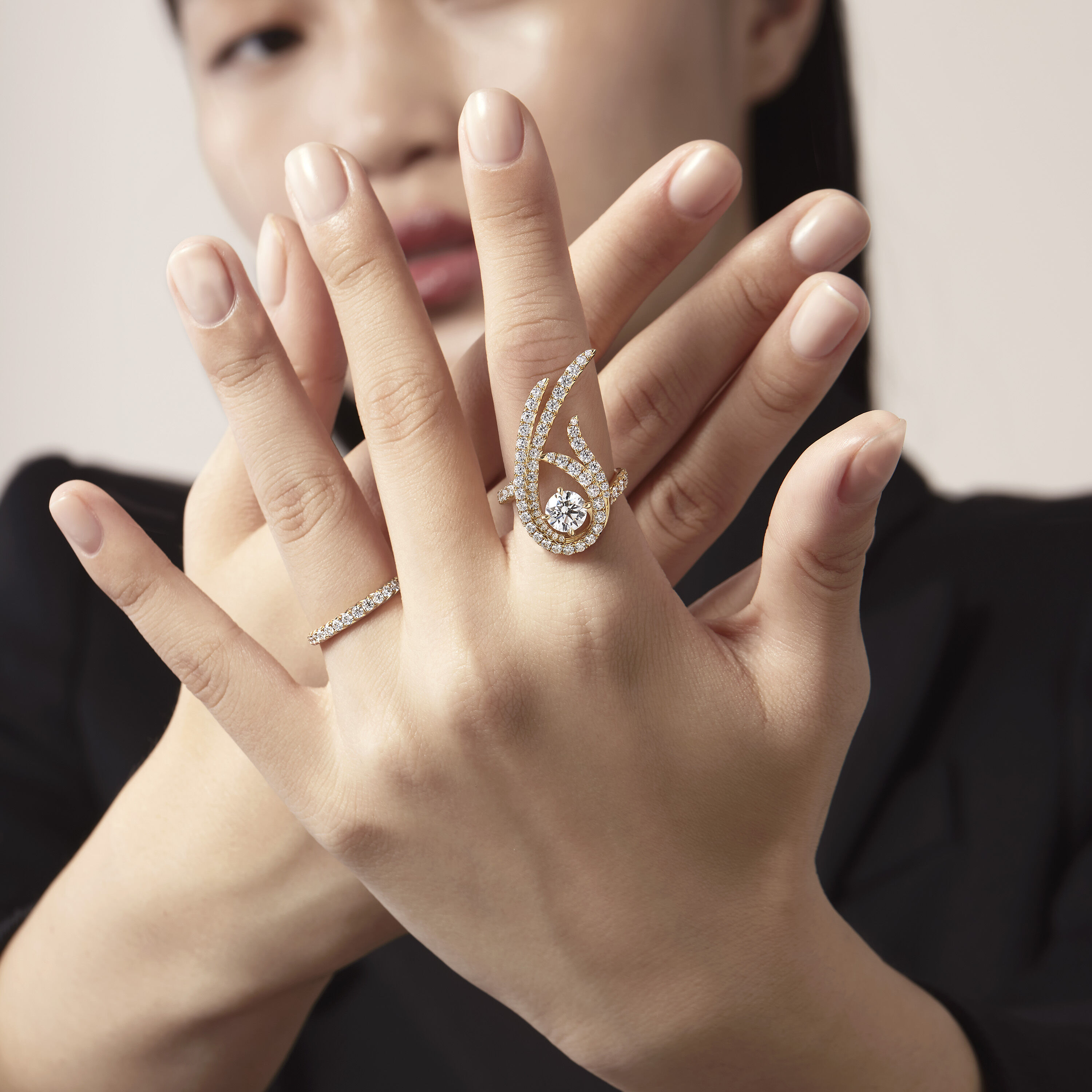 Vela Twisted Cocktail Ring, 18K Rose Gold, large