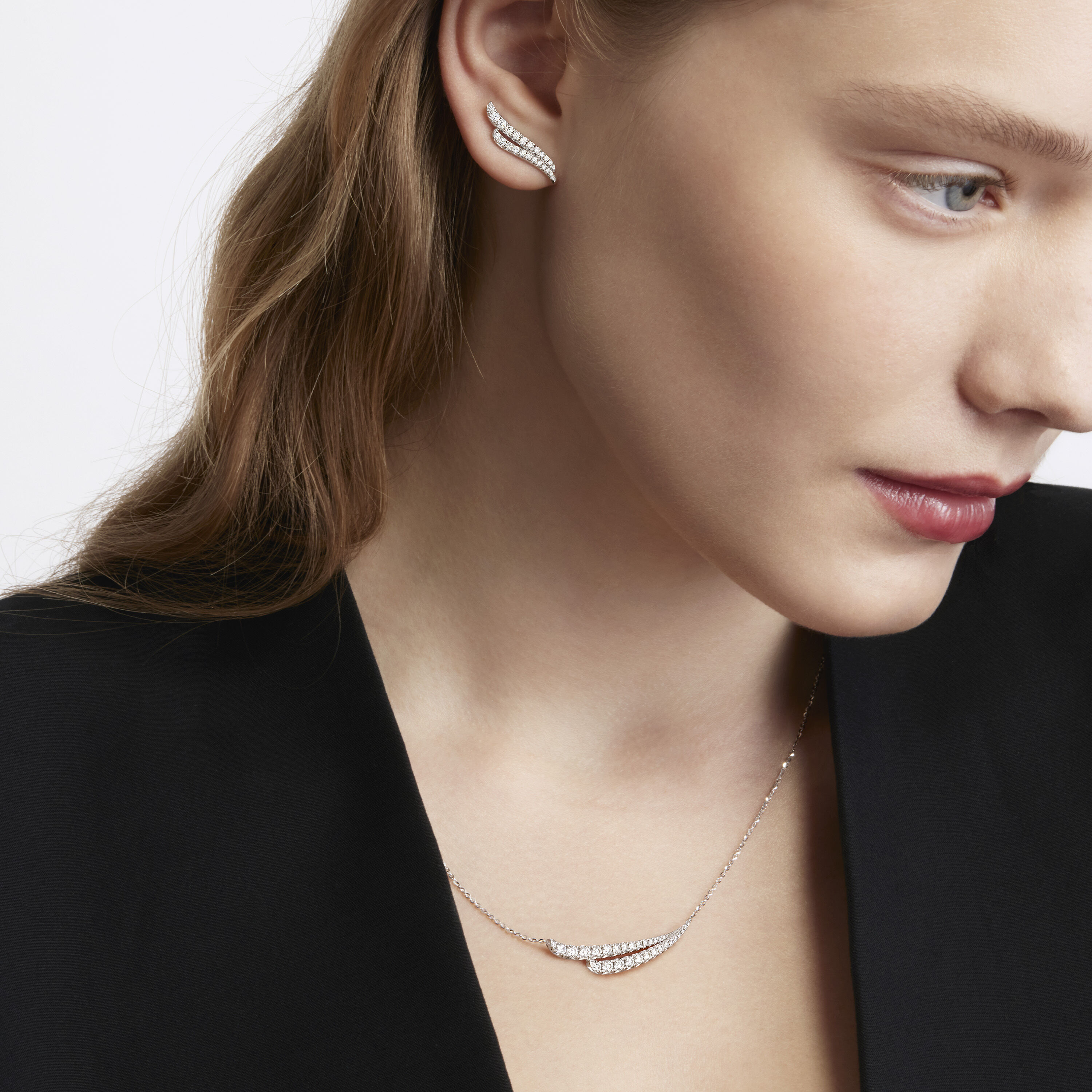 VELA French Cut Pav&eacute; Diamond Pendant Necklace, 18K Rose Gold, large