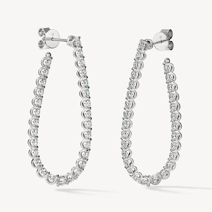 Signature Pear Hoop - Large, 18K White Gold Signature Pear Hoop - Large, 18K White Gold, large
