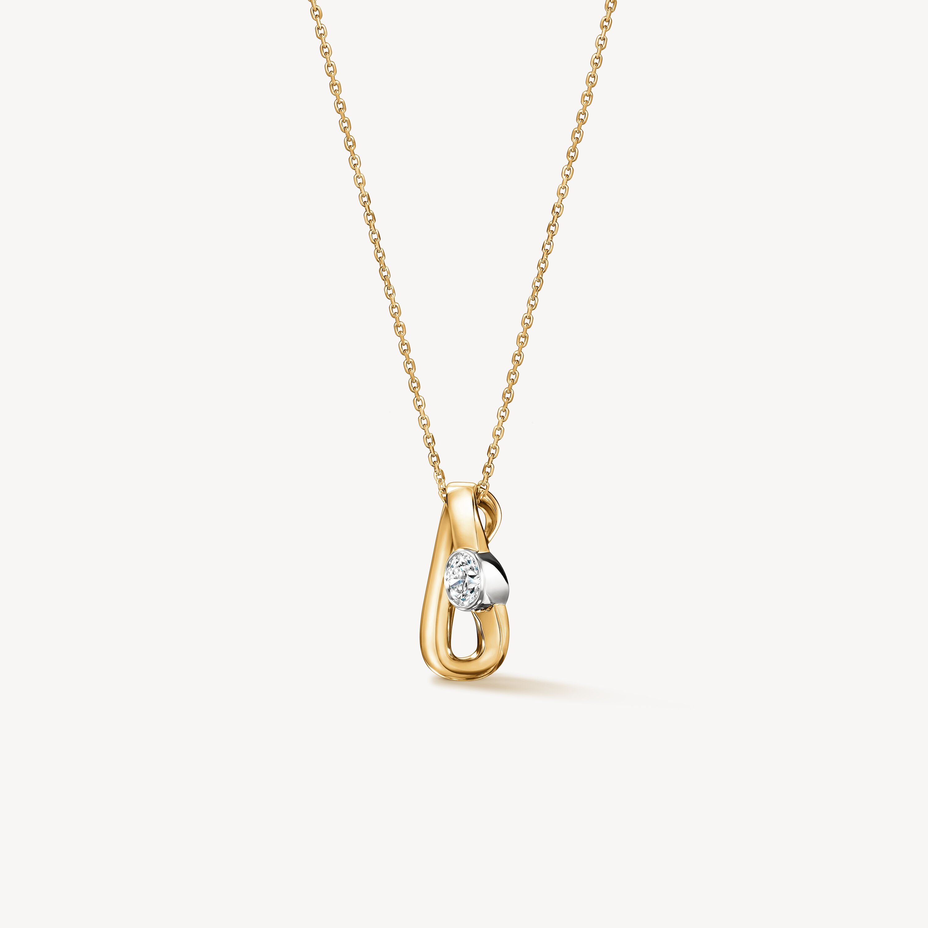 INSIDE/OUT Single Diamond Pendant Necklace, 18KY/18KW, large