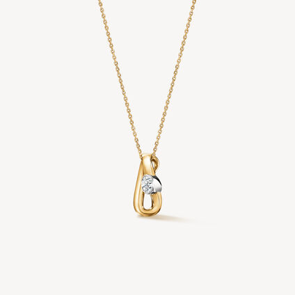 INSIDE/OUT Single Diamond Pendant Necklace, 18KY/18KW, large