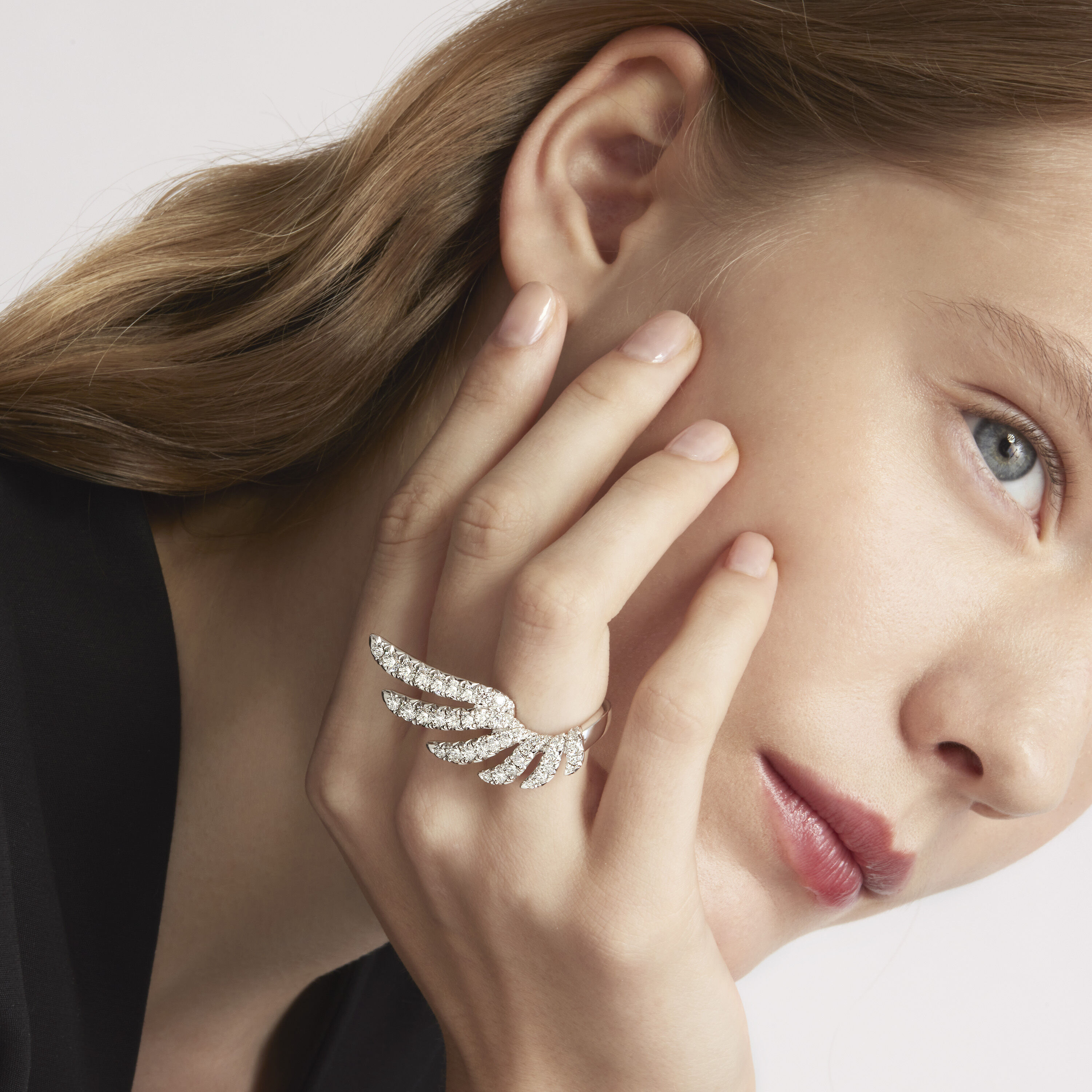 VELA French Cut Pav&eacute; Diamond Wrap Ring, 18K Yellow Gold, large