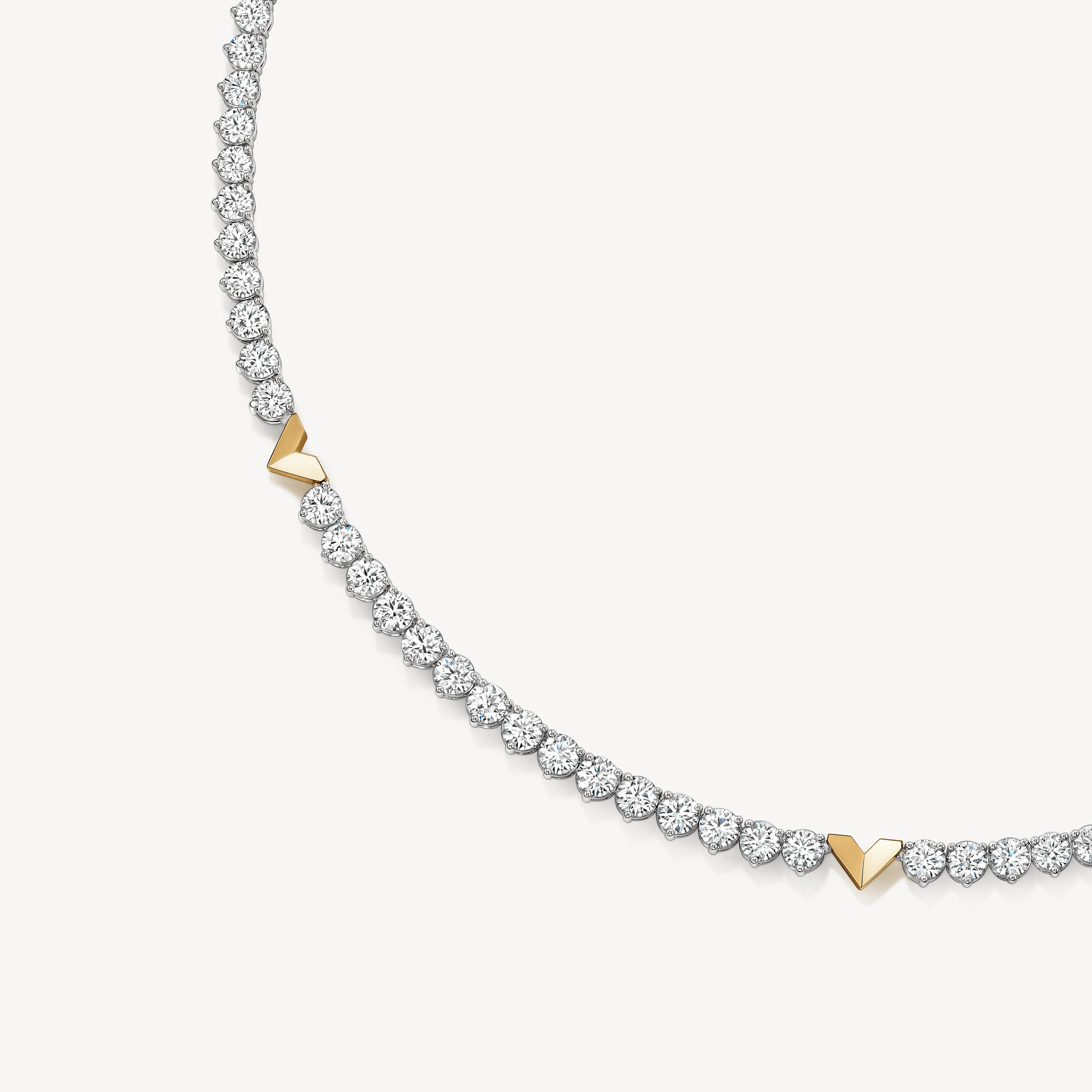 Copley Diamond Line Necklace, 18K White Gold & Yellow Gold, large