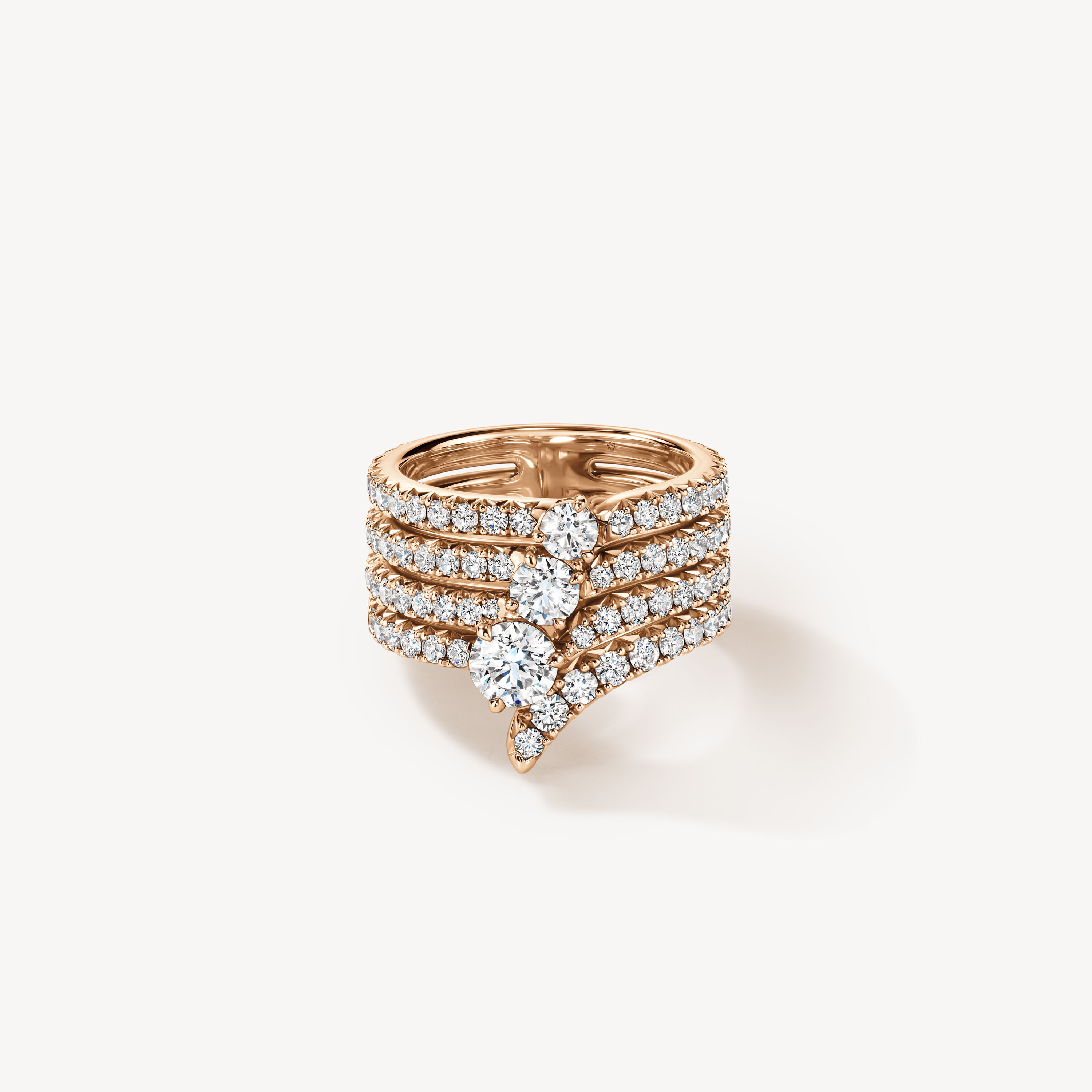 VELA French Cut Pav&eacute; Diamond Cocktail Ring, 18K Rose Gold, large