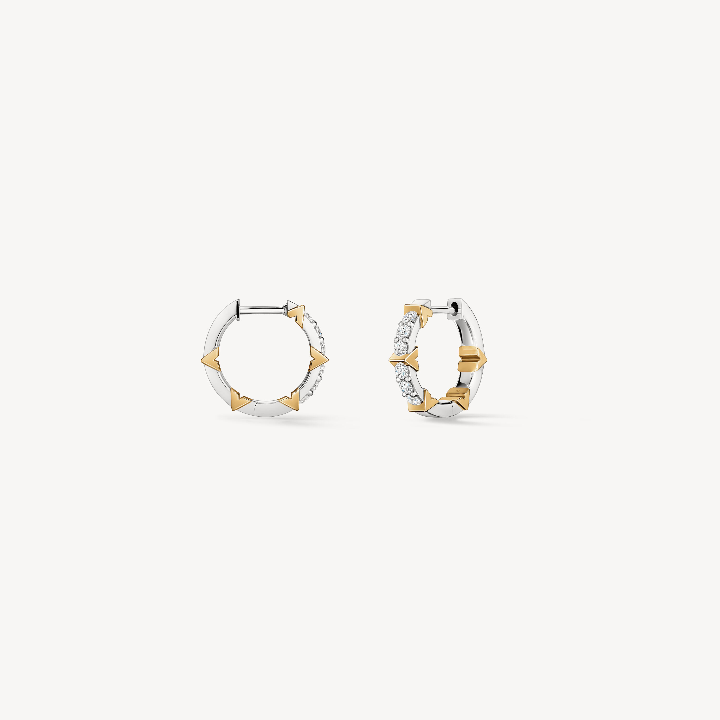 Copley Pav&eacute; Diamond Hoop Earrings, Small, 18K White Gold & Yellow Gold, large