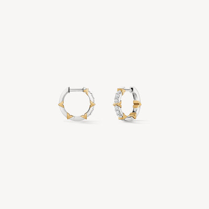 Copley Pavé Diamond Hoop Earrings, Small, 18K White Gold & Yellow Gold, large