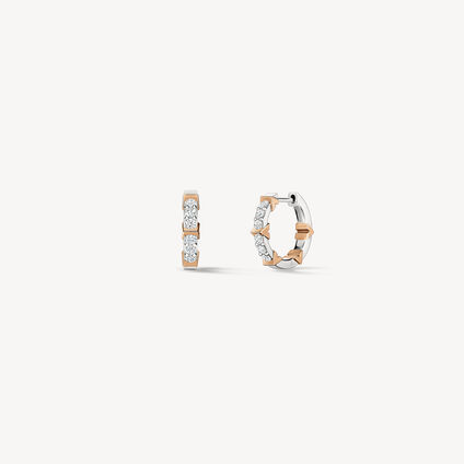 Copley Pav&eacute; Diamond Hoop Earrings, Small, 18K White gold and Rose gold, large