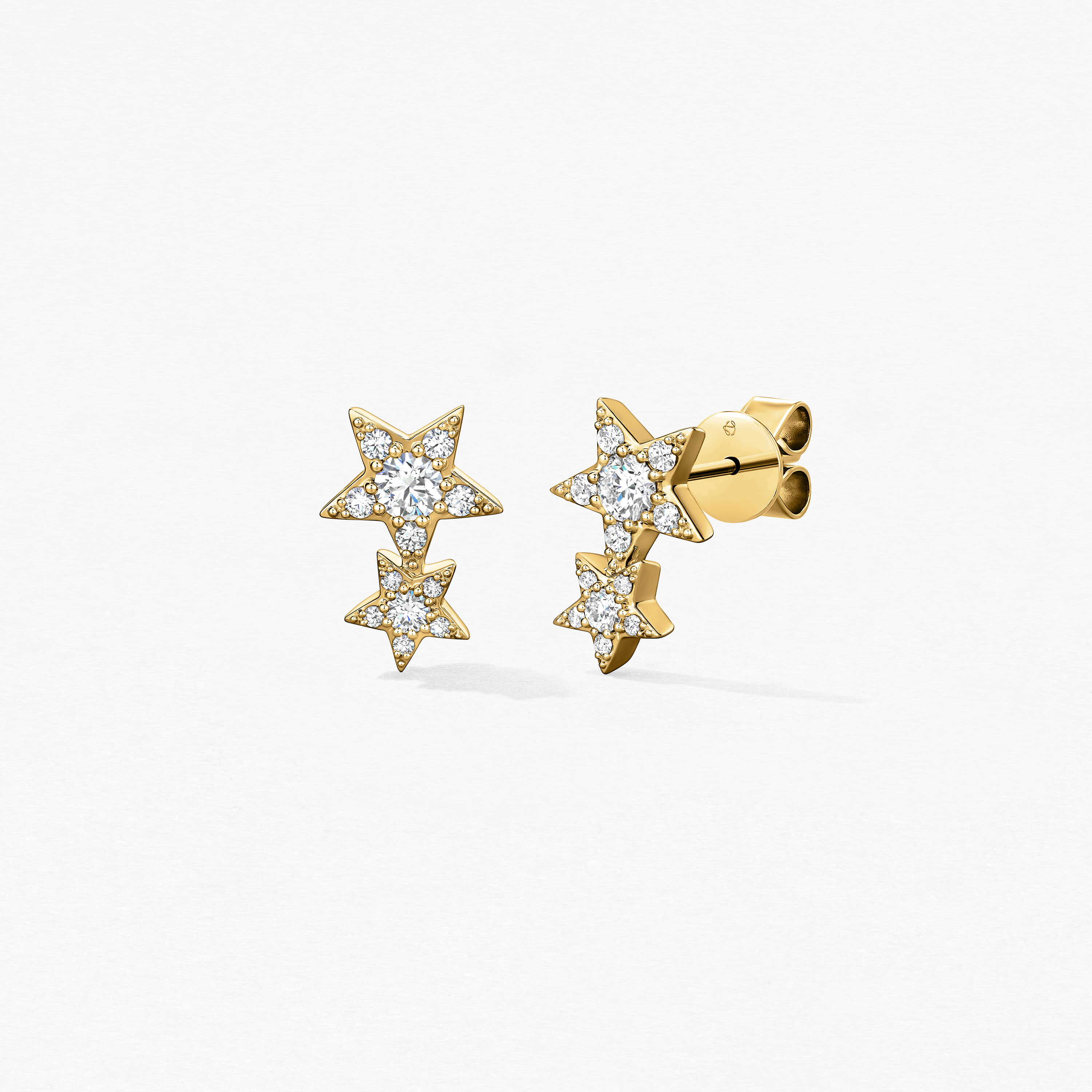 Illa Double Star Stud Earrings, 18K Yellow Gold, large