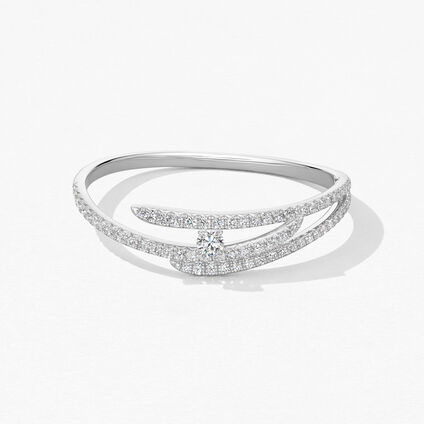 Vela Triple Row Pavé Bangle, 18K White Gold Vela Triple Row Pavé Bangle, 18K White Gold, large