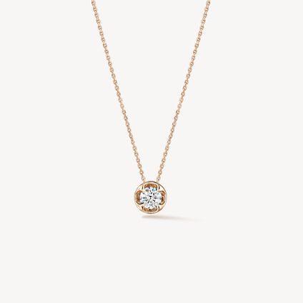 Whimsical Circle Single Diamond Pendant Necklace, 18K Rose Gold, large