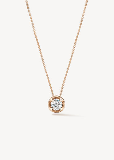 Whimsical Circle Single Diamond Pendant Necklace, 18K Rose Gold Whimsical Circle Single Diamond Pendant Necklace, 18K Rose Gold, large