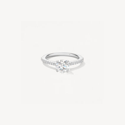 Camilla HOF Engagement Ring with Diamond Band, Platinum, large