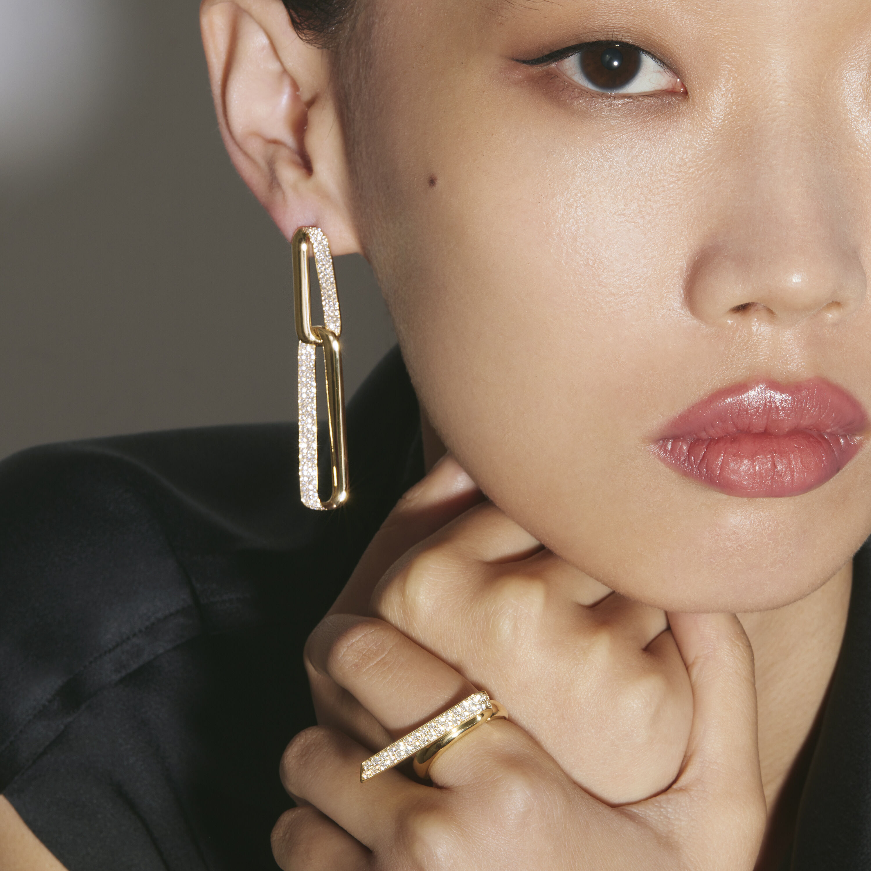 INSIDE/OUT Diamond Link Earrings, Large, 18K Rose Gold, large