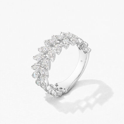 AERIAL Double Dewdrop Ring, 18K White Gold, large