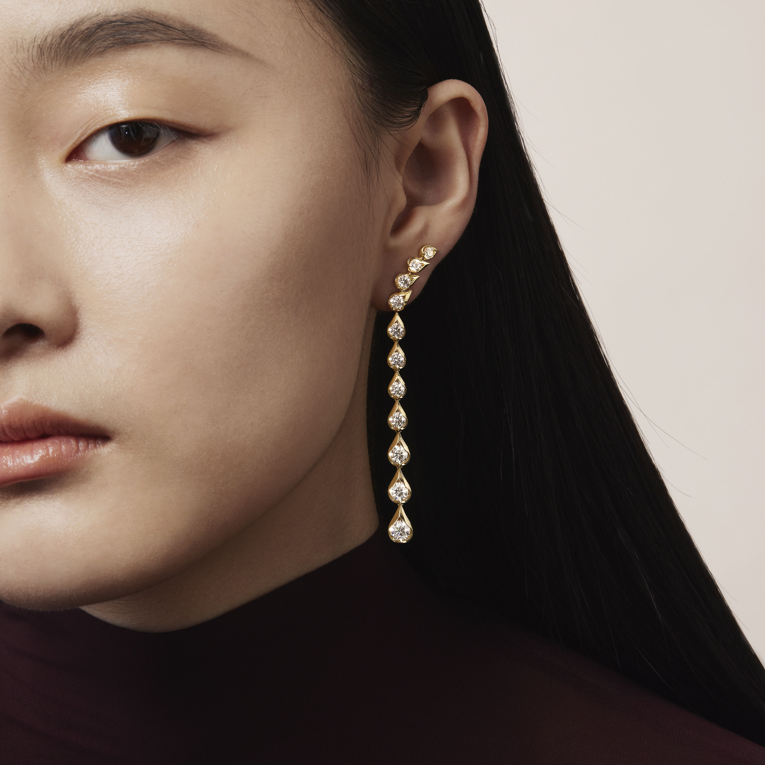 LU Droplet Stiletto Earrings, 18K Rose Gold, large