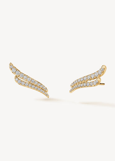 VELA French Cut Pavé Double Row Diamond Climber Earrings, 18K Yellow Gold VELA French Cut Pavé Double Row Diamond Climber Earrings, 18K Yellow Gold, large