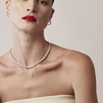 Charmed Star of David Pendant, 18K White Gold, large