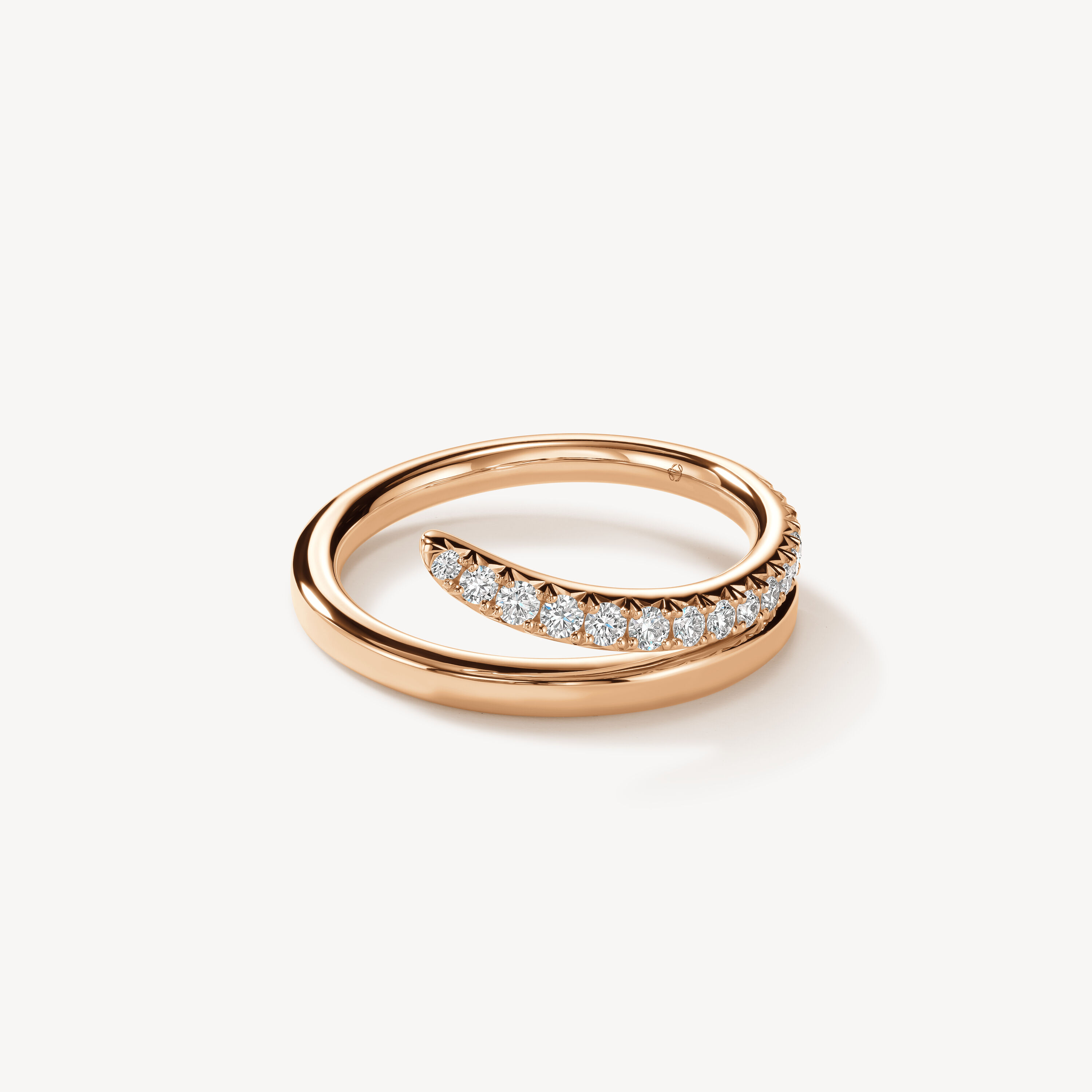 VELA French Cut Pav&eacute; Diamond Ring, 18K Rose Gold, large