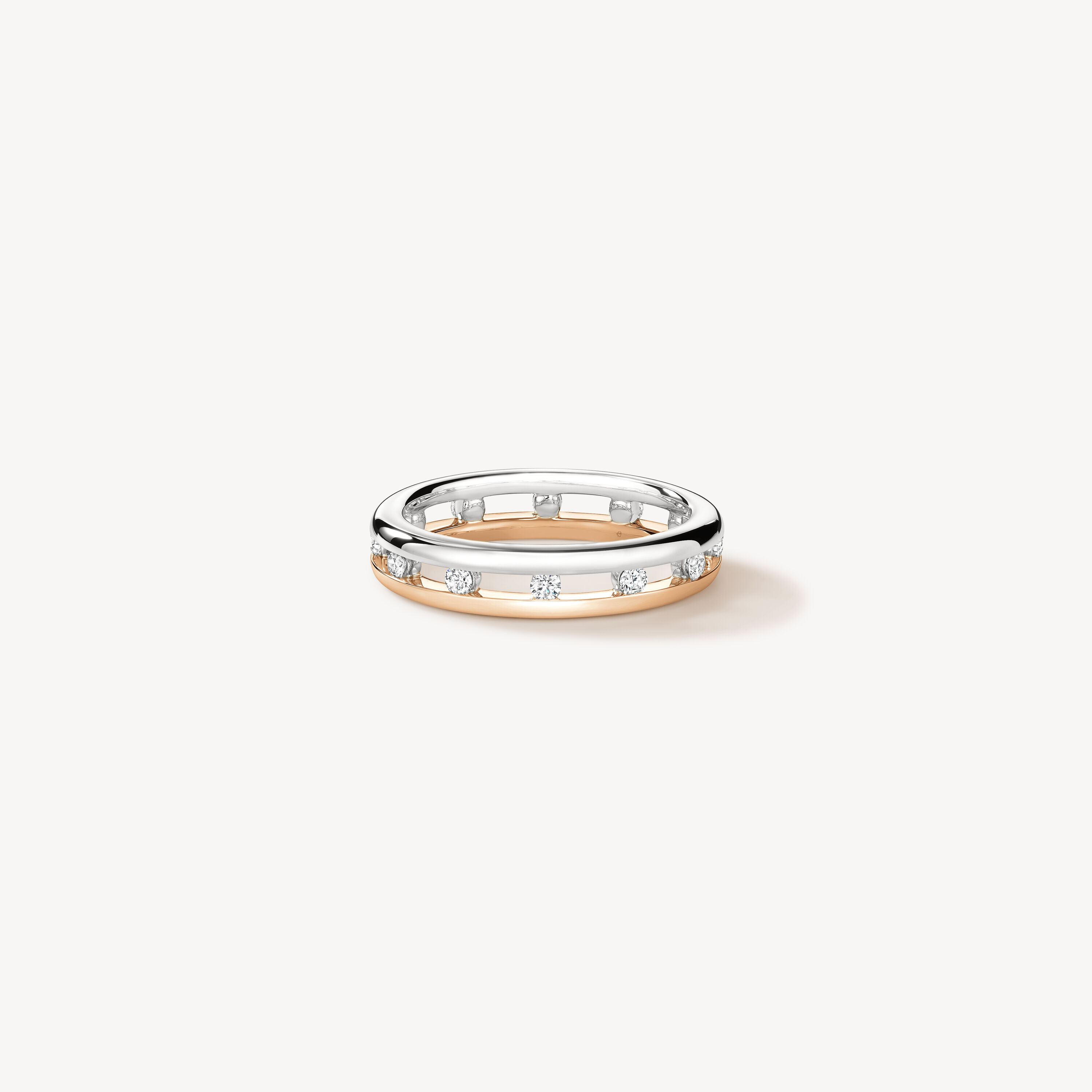 Love Floating Diamond Eternity Wedding Band, 18K Rose Gold w/Platinum, large