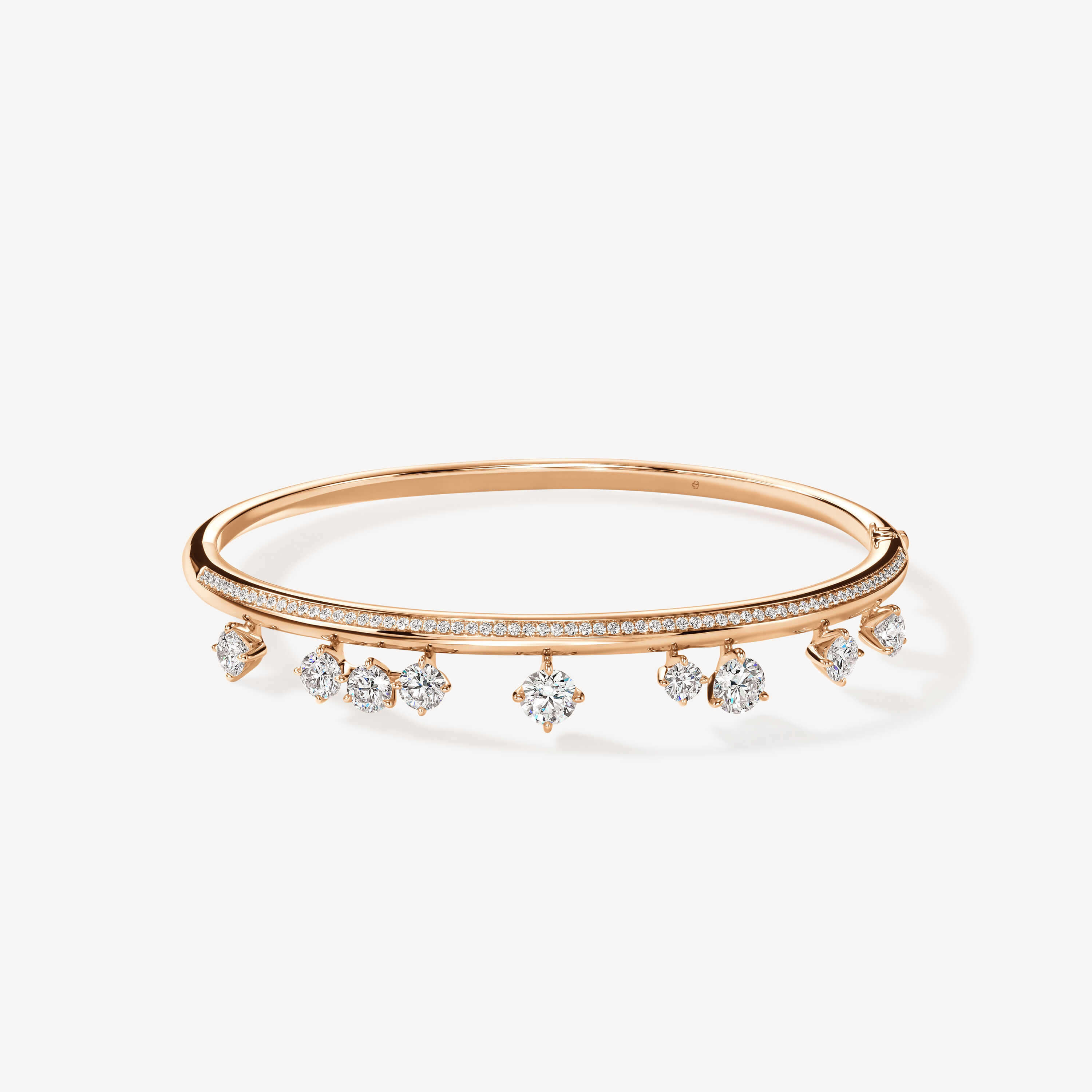 Barre Floating Diamond Pav&eacute; Bangle, 18K Rose Gold, large