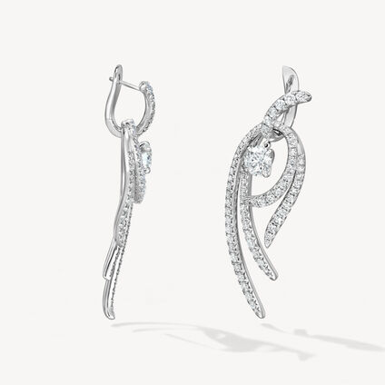 VELA Twisted Drop Earrings, Large, 18K White Gold, large