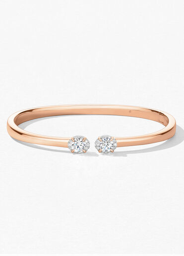 Ellipse Diamond Open Bangle, 18K Rose Gold w/Platinum Ellipse Diamond Open Bangle, 18K Rose Gold w/Platinum, large