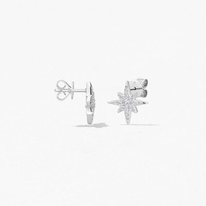 Charmed Starburst Earrings, 18K White Gold Charmed Starburst Earrings, 18K White Gold, large