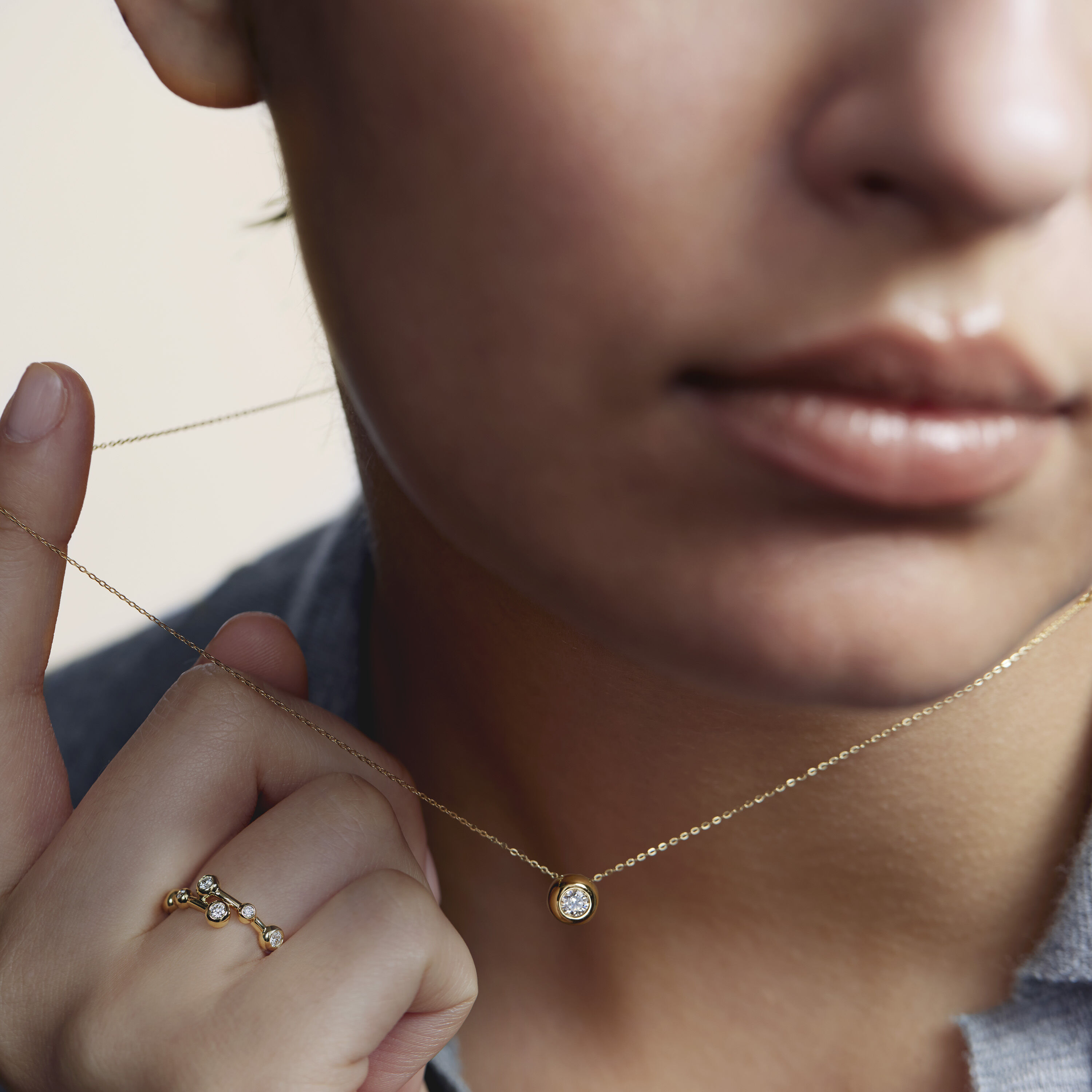 Dream Solo Pendant Necklace, 18K Rose Gold, large