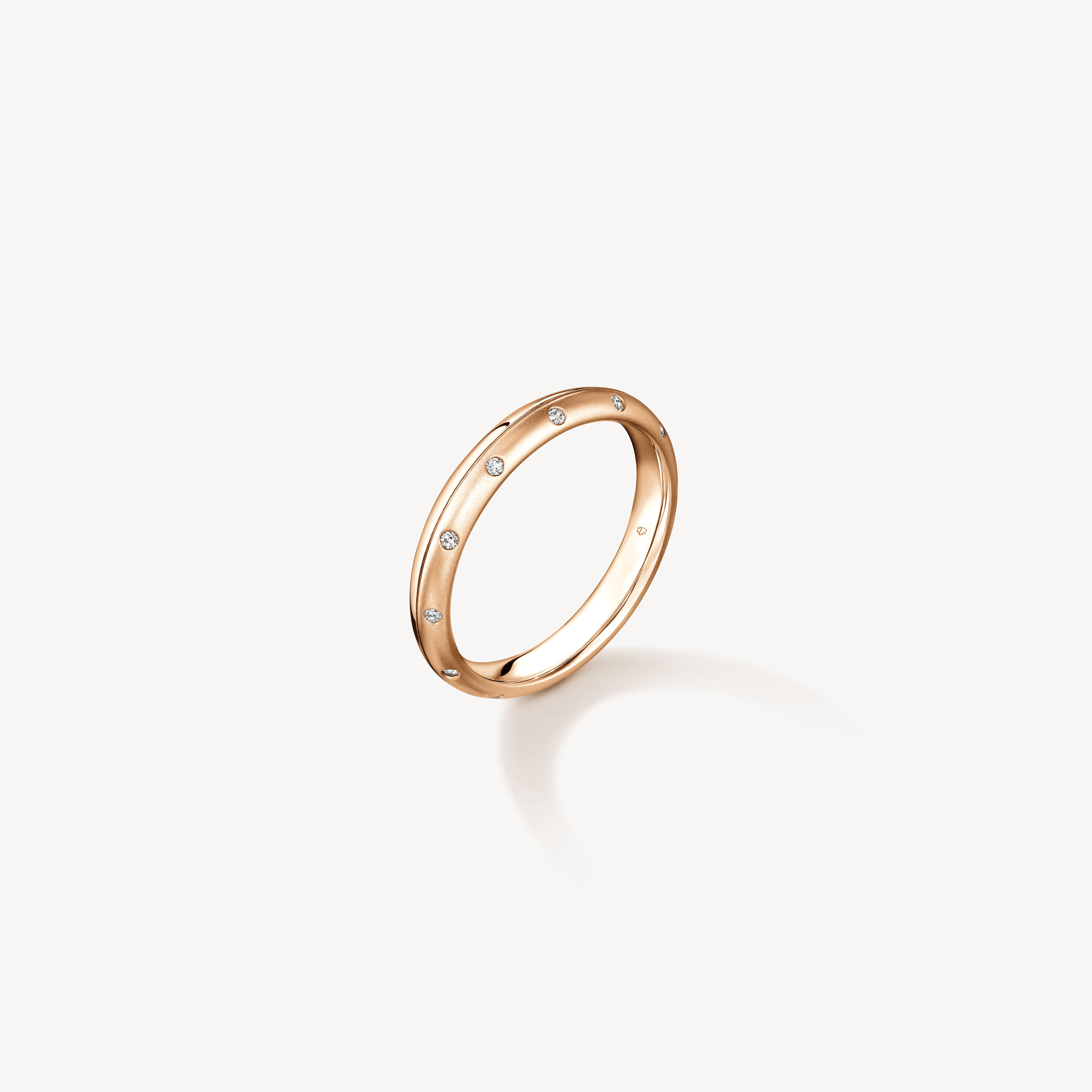 Love Satin Finish Multi-Diamond Band, 18K Rose Gold, large