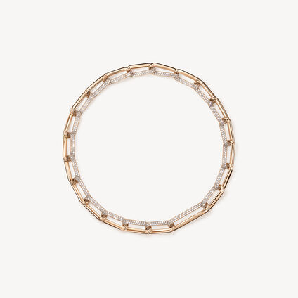 INSIDE/OUT Elongated Diamond Link Necklace, 18K Rose Gold, large