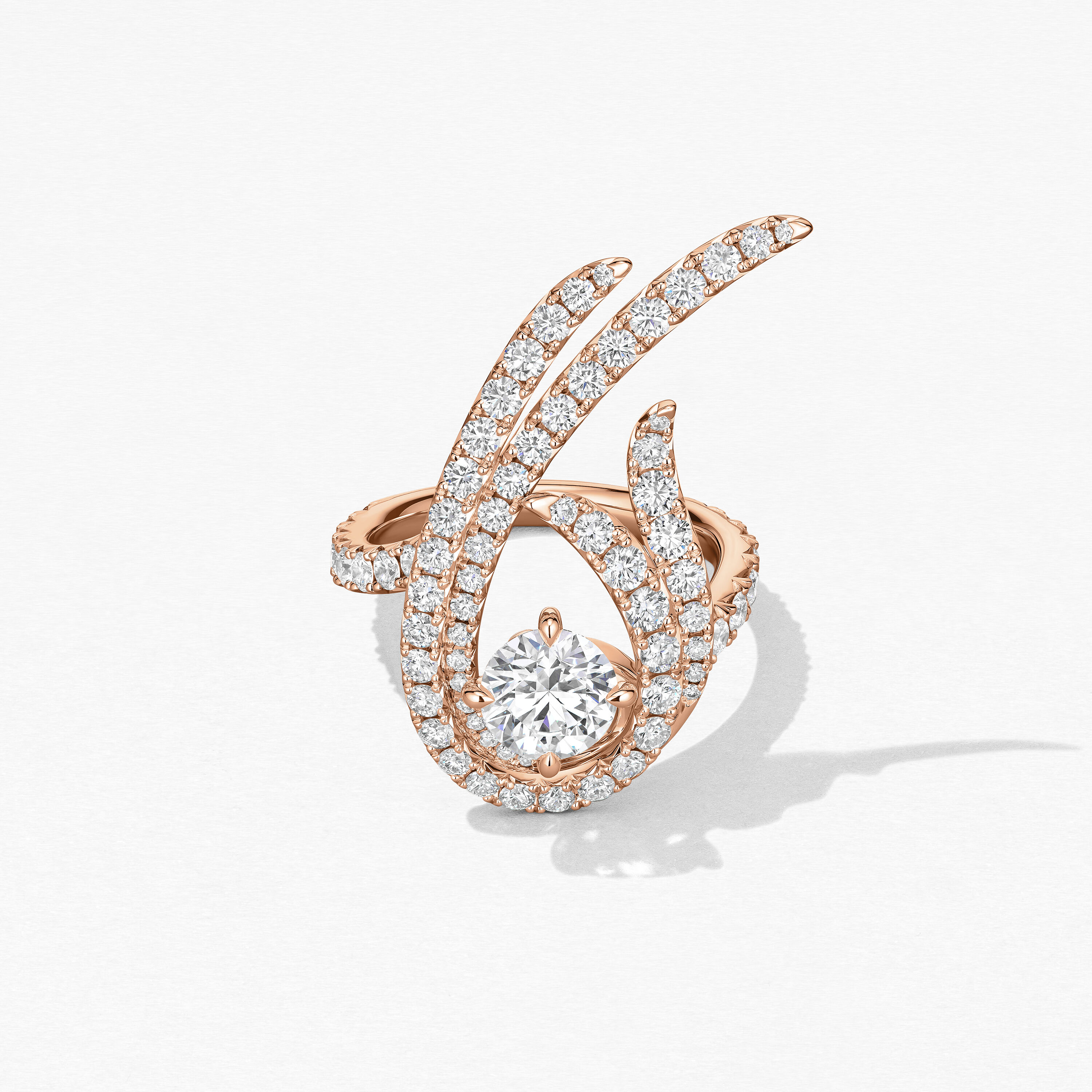 Vela Twisted Cocktail Ring, 18K Rose Gold, large
