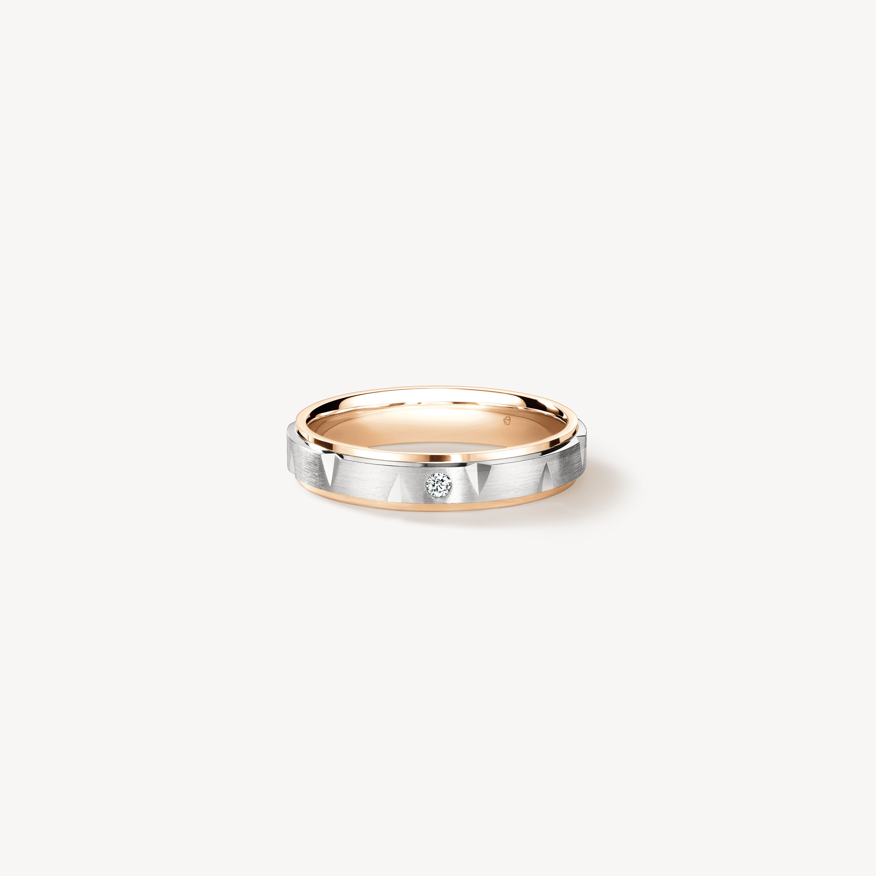 Love Chevron Wedding Band , 18K Rose Gold w/Platinum, large