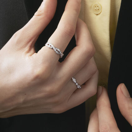 Lorelei Double Diamond Twisted Ring, 18K White Gold, large