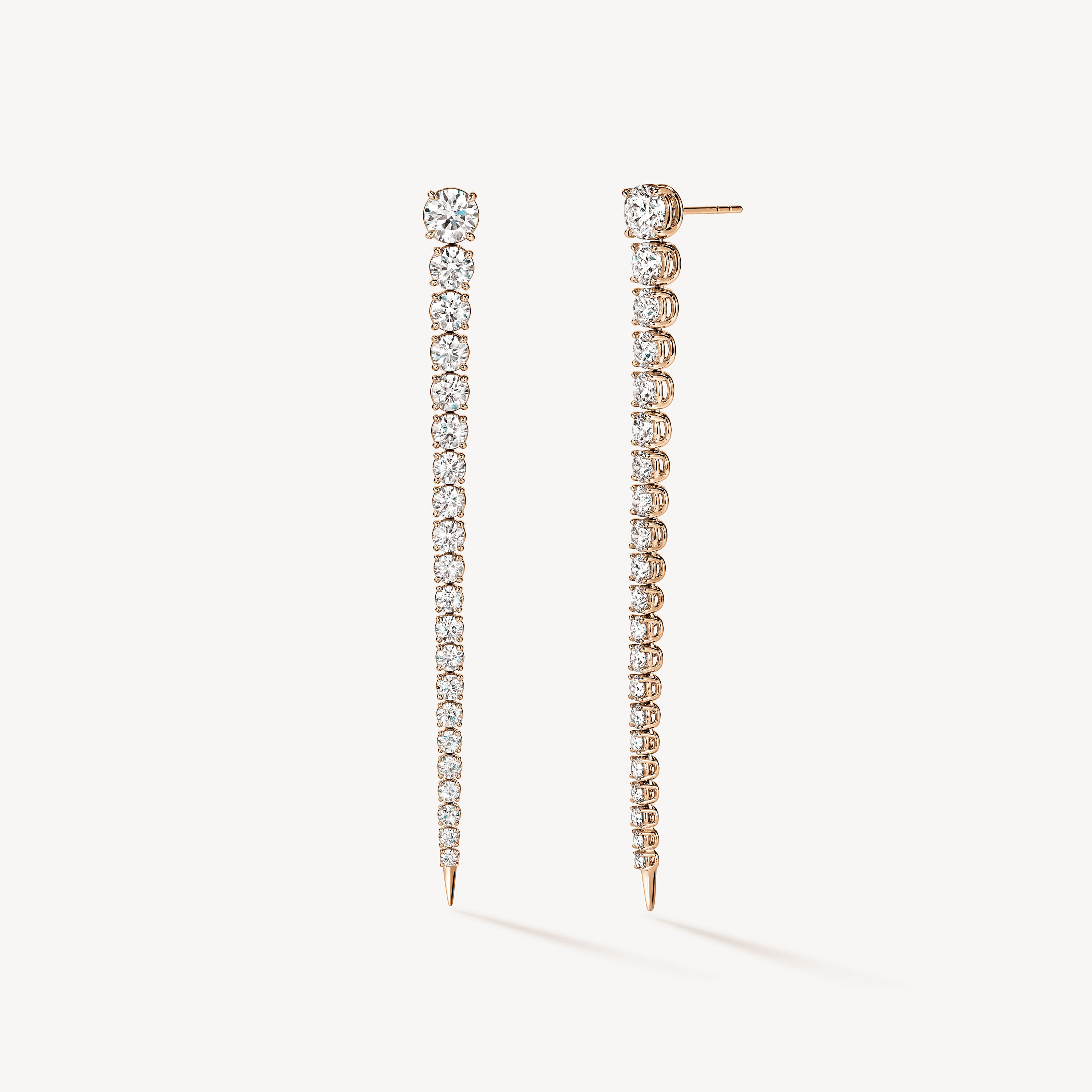 Icicle Diamond Drop Earrings, Long, 18K Rose Gold, large