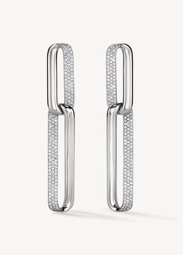 INSIDE/OUT Diamond Link Earrings, Large, 18K White Gold INSIDE/OUT Diamond Link Earrings, Large, 18K White Gold, large