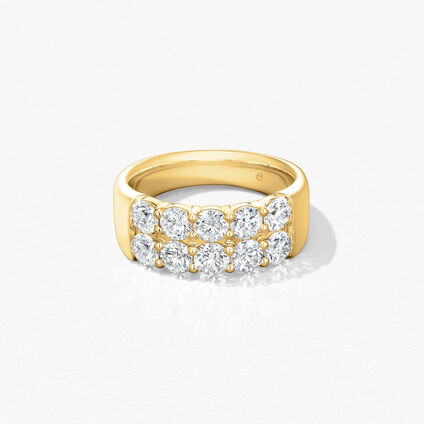 Signature Double Row Ring, 18K Yellow Gold, large